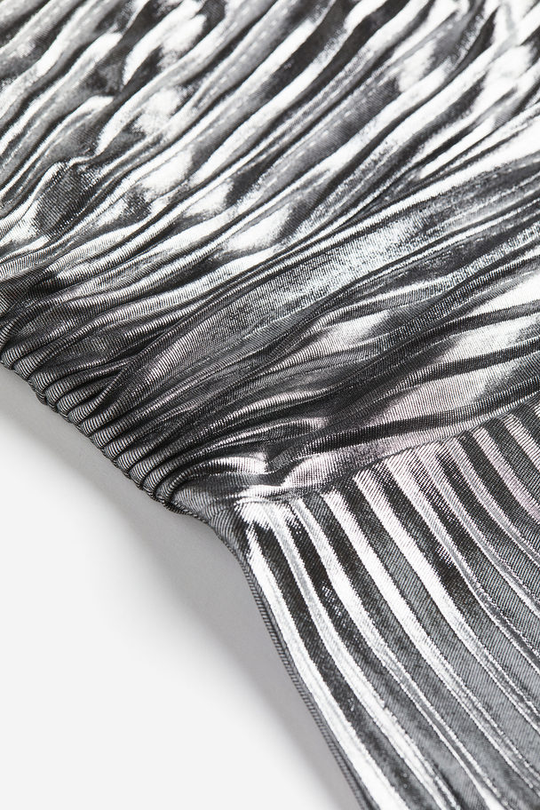 H&M One-Shoulder-Kleid mit Metallic-Beschichtung Silberfarben