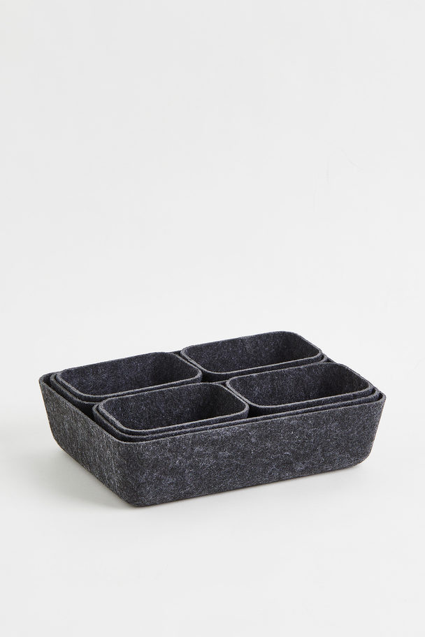 H&M HOME 7-piece Felted Storage Basket Set Dark Grey