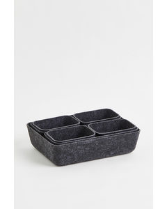 7-piece Felted Storage Basket Set Dark Grey