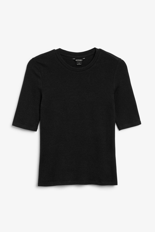 Monki Fitted Soft Black T-shirt Black