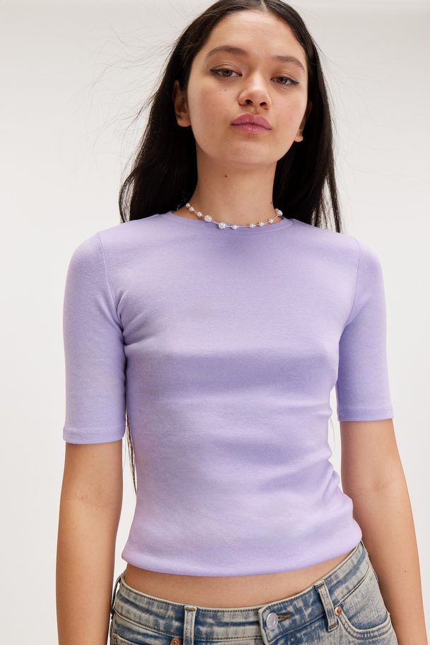 Monki Fitted Soft T-shirt Light Purple