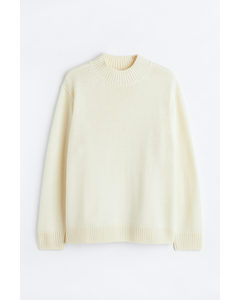 Pullover aus Wollmischung Regular Fit Cremefarben