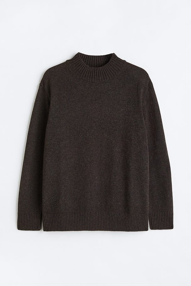H&M Pullover aus Wollmischung Regular Fit Dunkelbraun