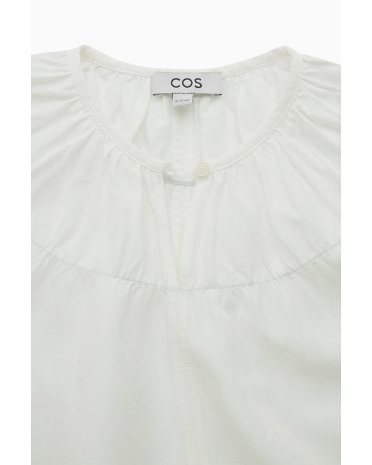 COS Oversized Gathered Mini Dress White