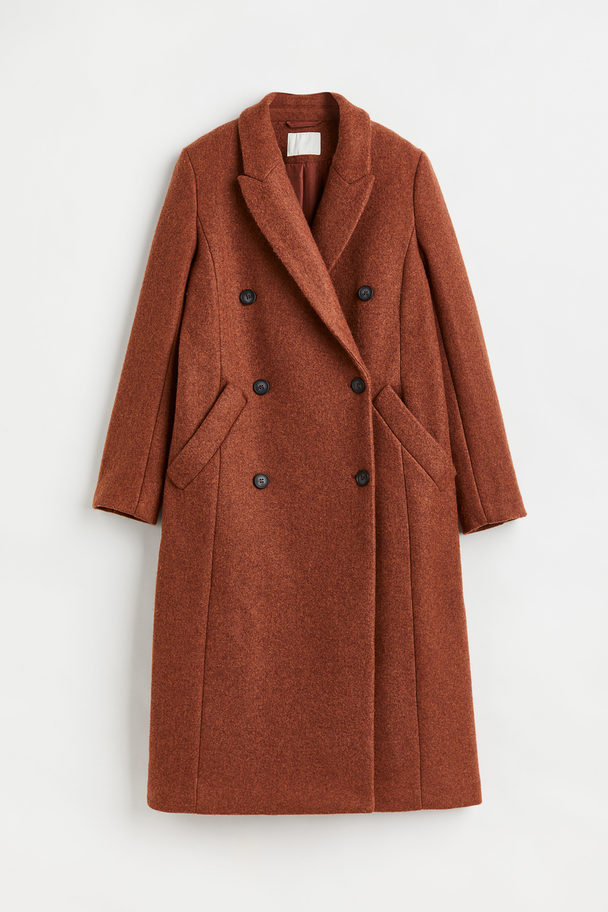 H&M Double-breasted Coat Rust