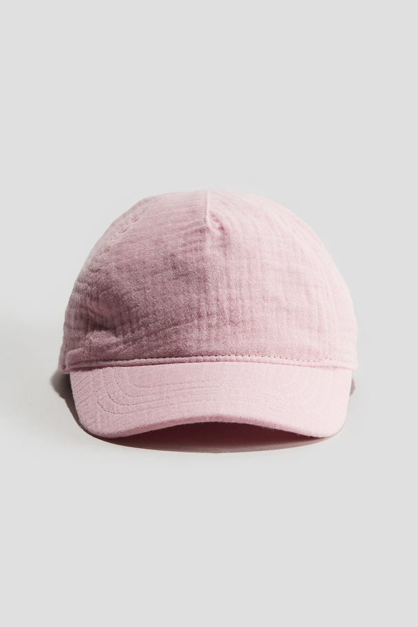 H&M Cap aus Musselin mit Schleife Hellrosa