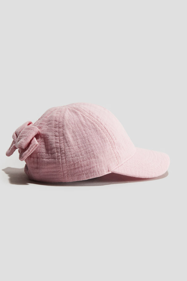 H&M Bow-detail Muslin Cap Light Pink