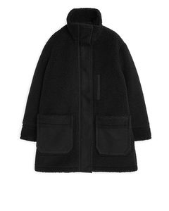 Oversized Moleskin Coat Black