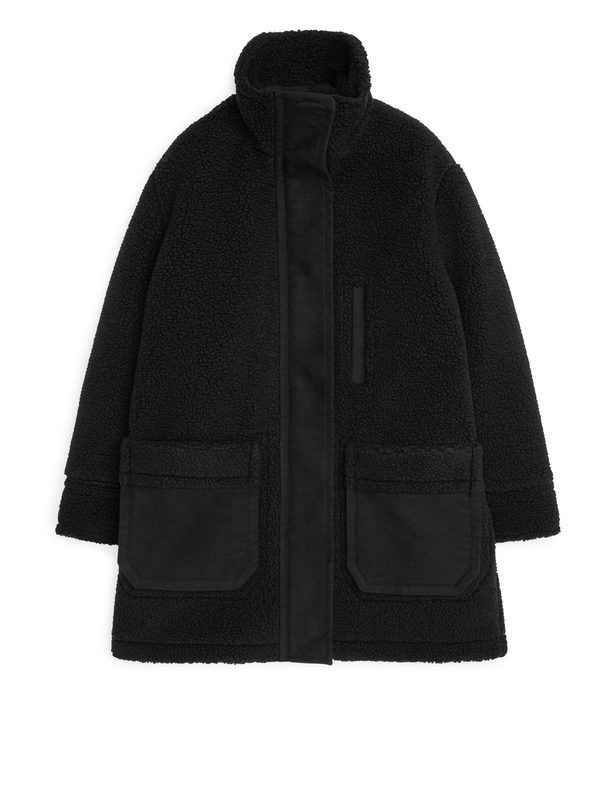 Arket Oversized Moleskin Coat Black