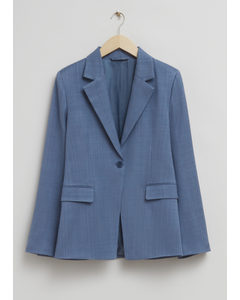 Einreihiger taillierter Blazer Taubenblau