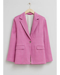 Single Breasted Fitted Waist Blazer Bright Pink