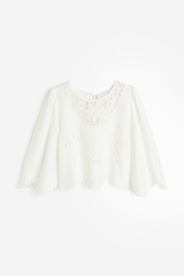 H&M Blouse Van Linnenmix Wit