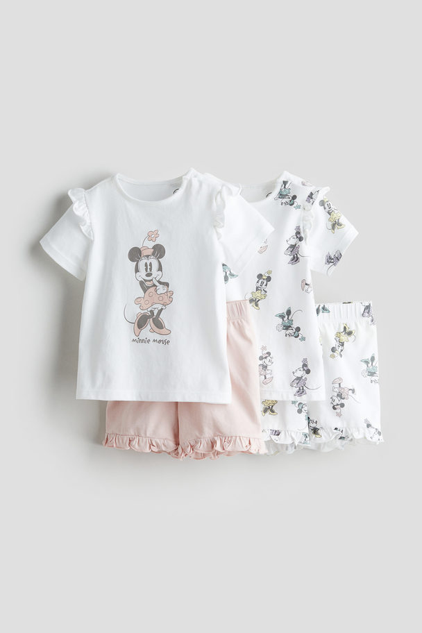 H&M 2-pack Cotton Pyjamas Light Pink/minnie Mouse