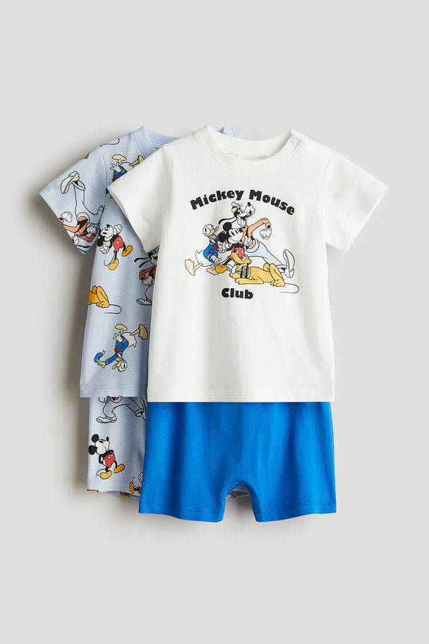 H&M 2-pack Cotton Pyjamas Blue/mickey Mouse