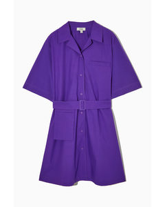 Belted Shirt Dress Purple