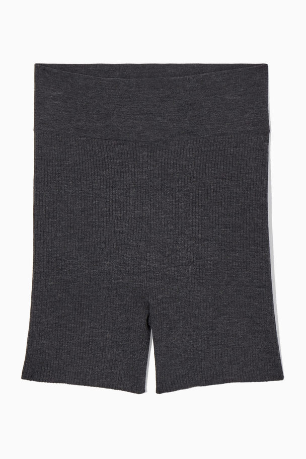 COS Ribbed-knit Merino Wool Shorts Dark Grey