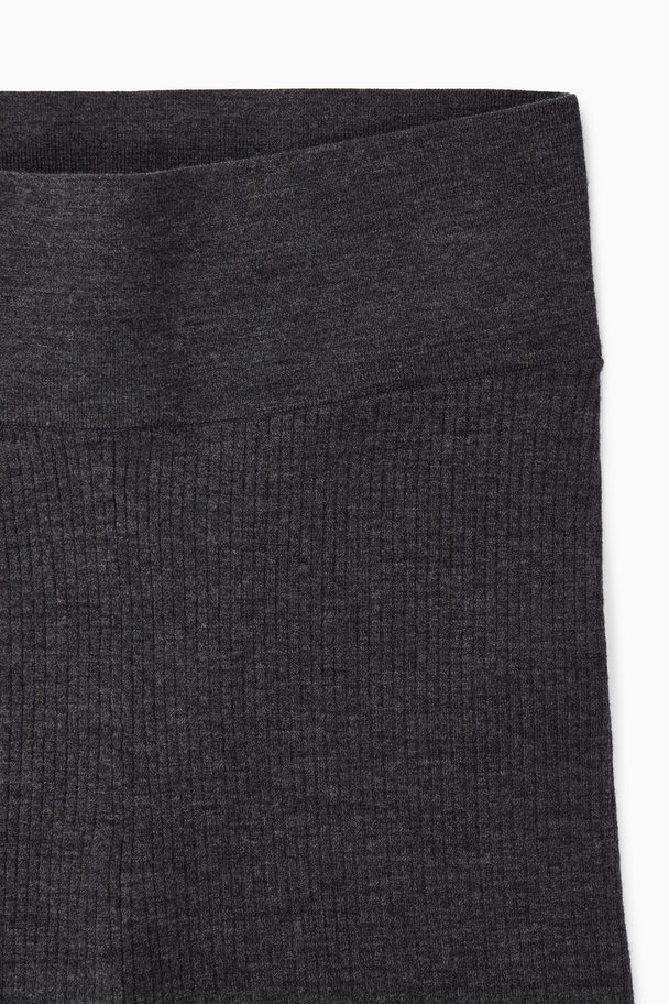 COS Ribbed-knit Merino Wool Shorts Dark Grey