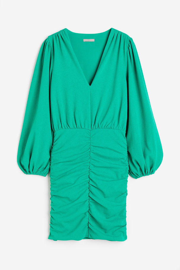 H&M Gathered Jersey Dress Green