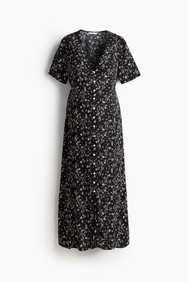 H&M Mama Button-front Dress Black/small Flowers