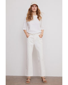 Flared High Ankle Jeans White