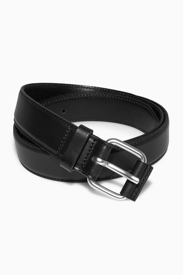 COS Buckled Leather Belt Black