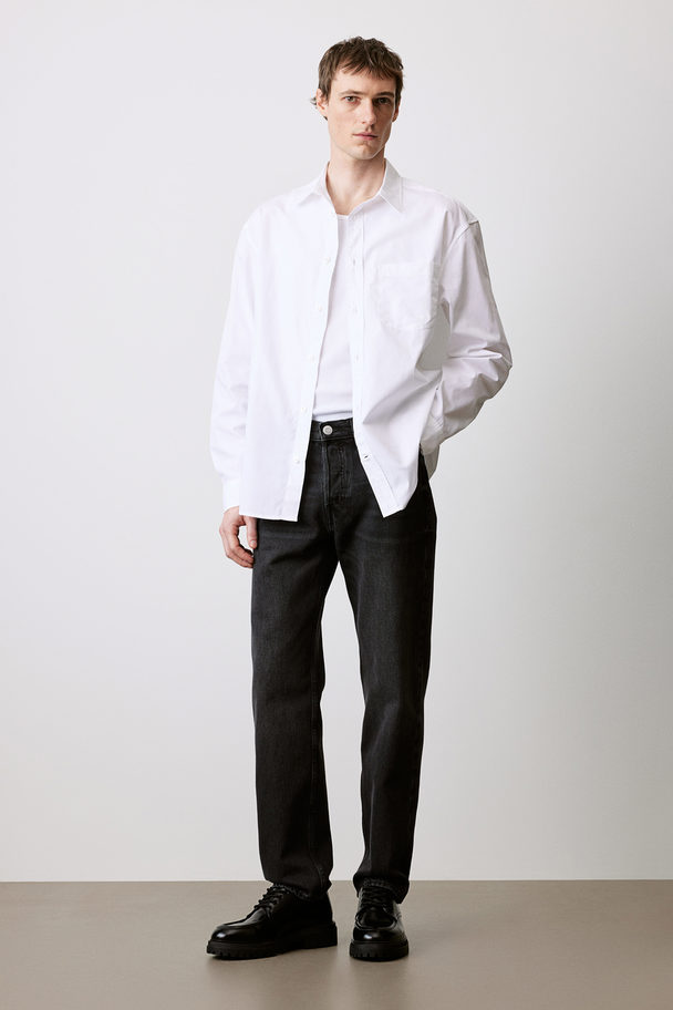 H&M Loose Fit Poplin Shirt White