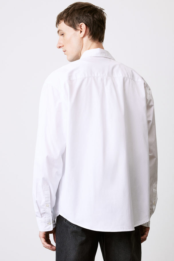 H&M Overhemd Van Popeline - Loose Fit Wit