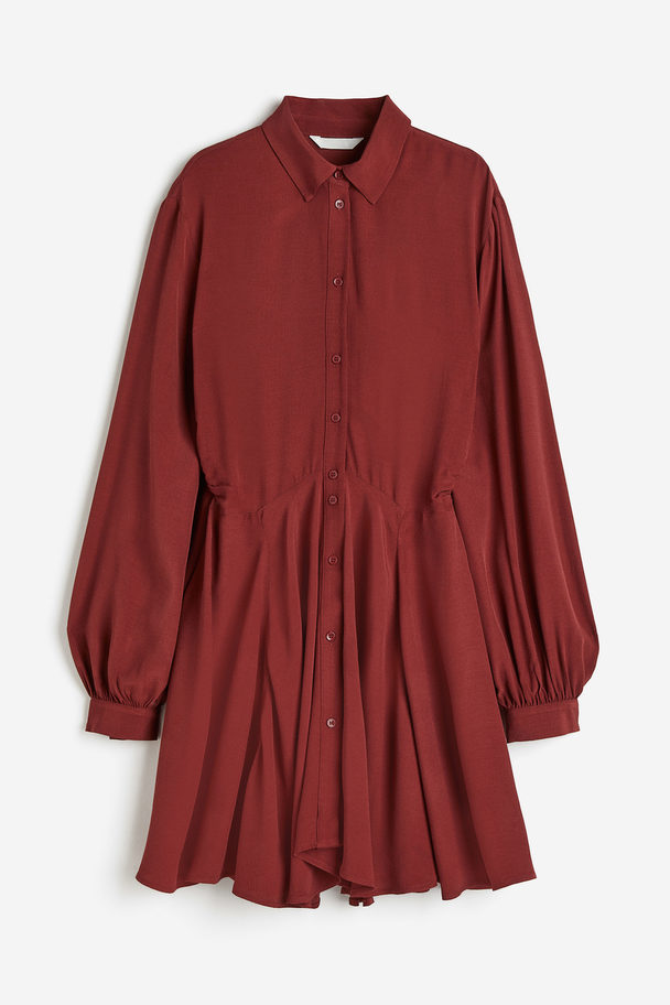 H&M Crêpe Shirt Dress Brick Red