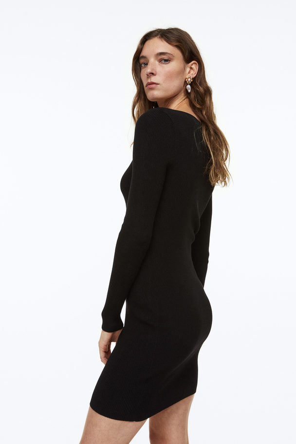 H&M Rib-knit Bodycon Dress Black