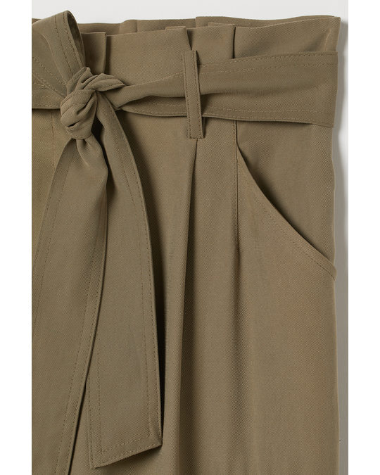H&M Paper Bag Trousers Khaki Green