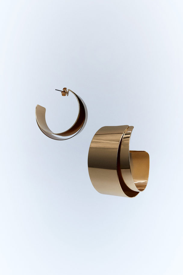 H&M Doppellagige runde Ohrringe Goldfarben