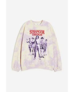 Oversized Sweatshirt Med Tryk Lilla/stranger Things