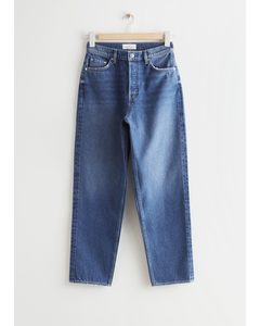 High Waist Tapered Jeans Mid Blue