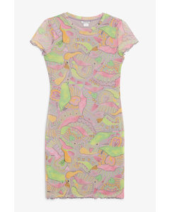 Short Sleeved Bodycon Dress Map Of Pastel Hearts