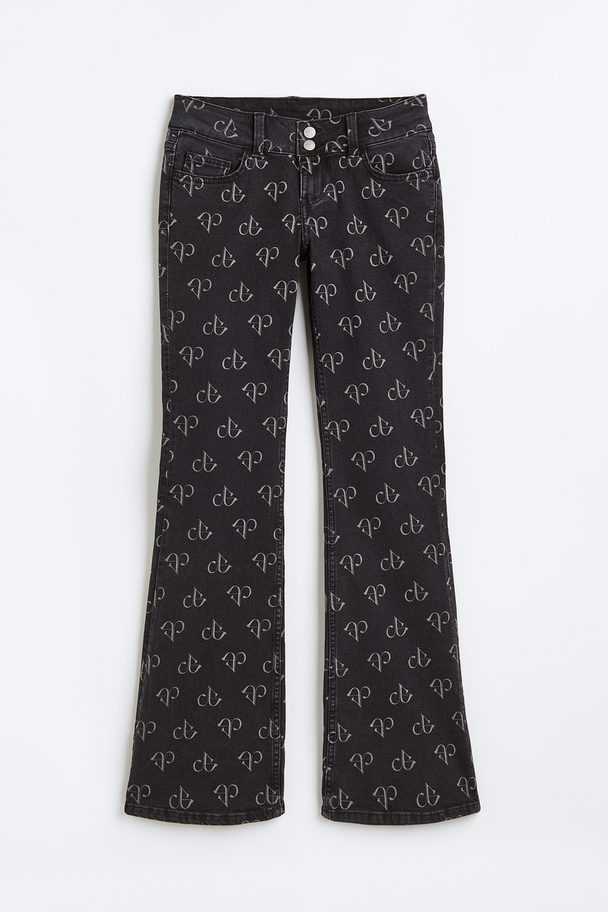 H&M Flared Low Jeans Dark Grey/blackpink