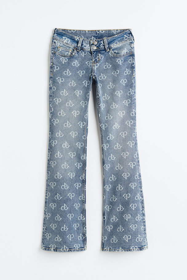 H&M Flared Low Jeans Light Denim Blue/blackpink