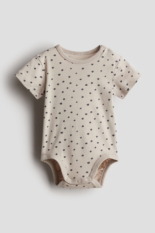 H&M Patterned Bodysuit Light Beige/spotted