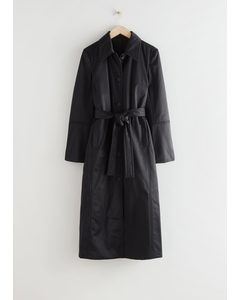 Fitted Belted Padded Coat Black