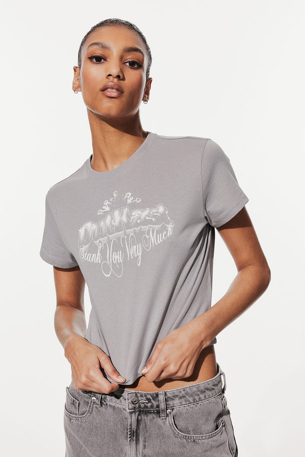 H&M Printed T-shirt Light Grey/outkast