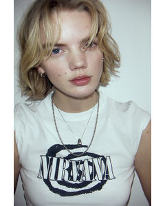 T-Shirt mit Print Weiß/Nirvana