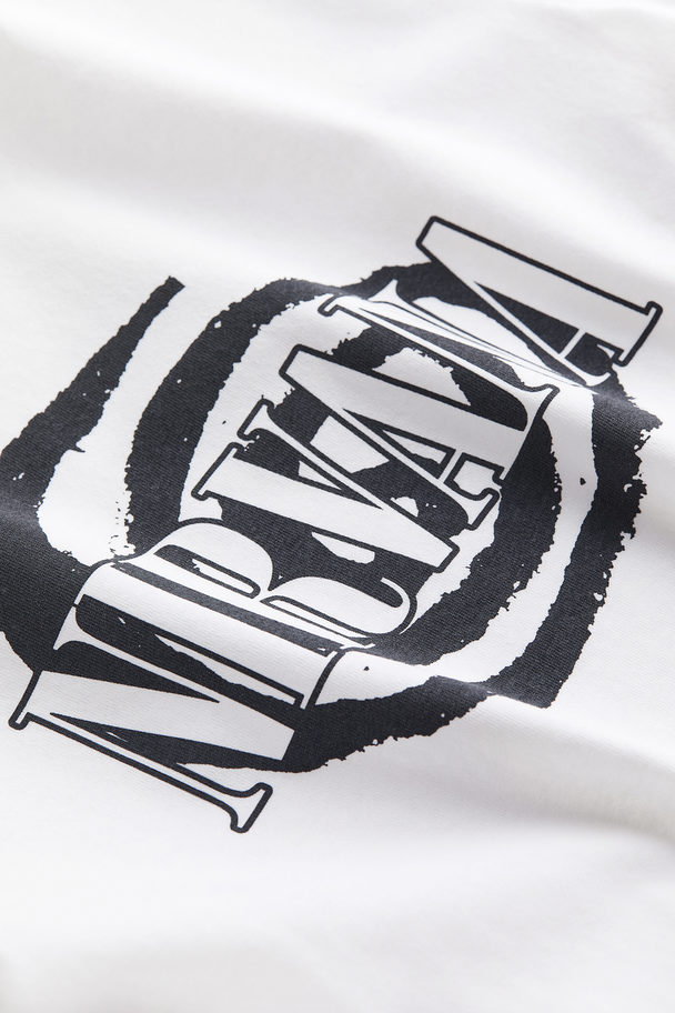 H&M T-shirt Med Trykk Hvit/nirvana