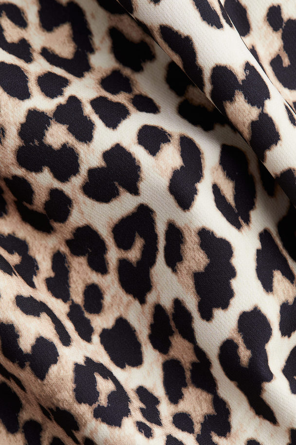H&M Minikleid in A-Linie Beige/Leopardenprint