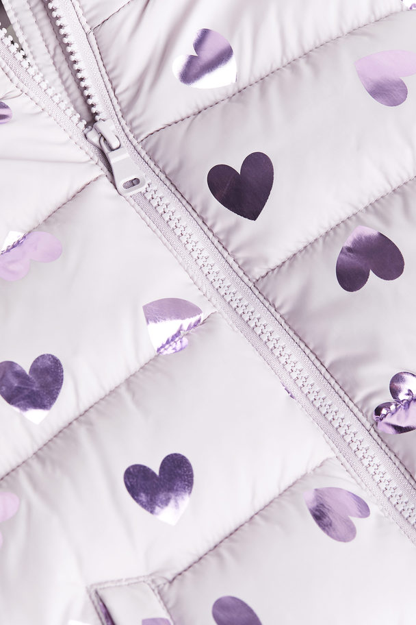 H&M Puffer Gilet Light Purple/hearts