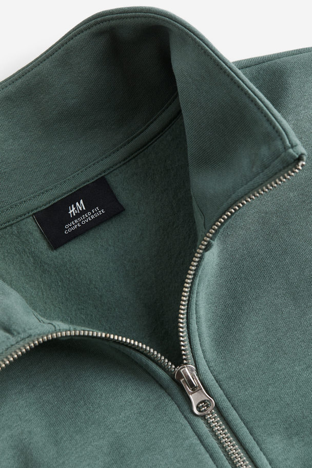 H&M Oversized Zip-top Sweatshirt Green