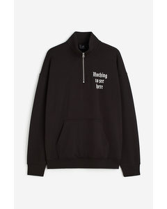 Oversized Zip-top Sweatshirt Black/nothing To See Here