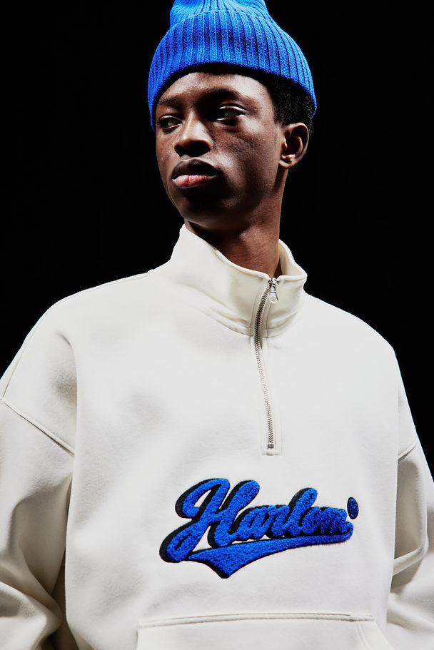 H&M Oversized Sweatshirt mit Zipper Cremefarben/Harlem
