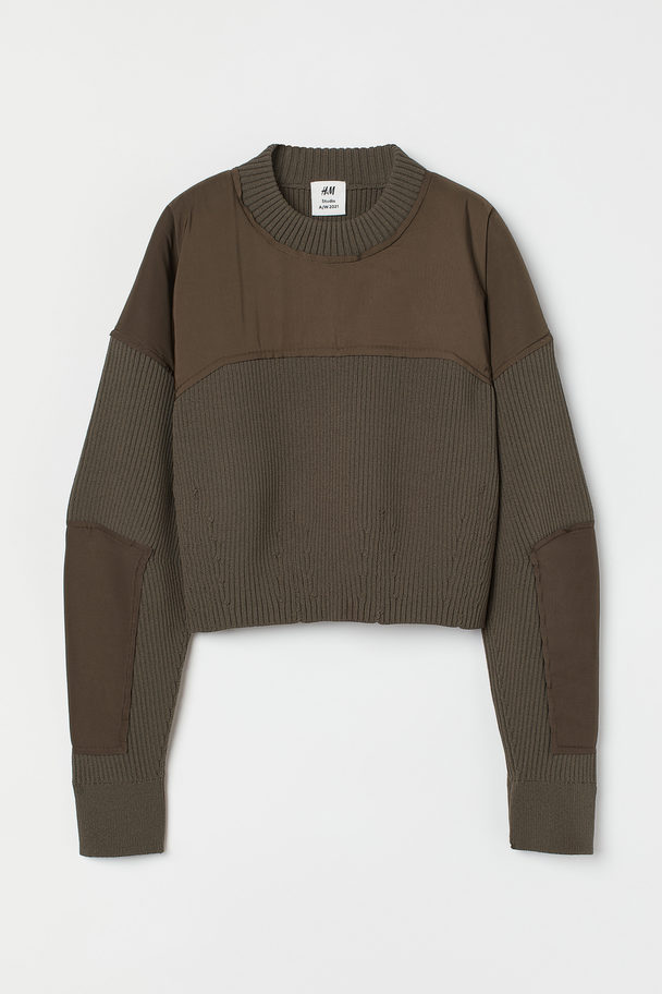 H&M Cropped Pullover Khakigrün