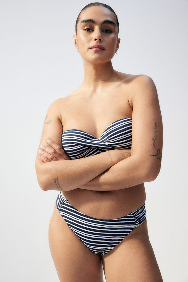 H&M Cheeky Bikini Bottoms Navy Blue/striped