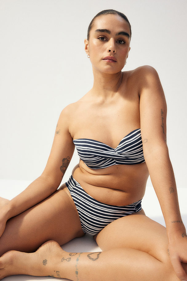 H&M Cheeky Bikini Bottoms Navy Blue/striped