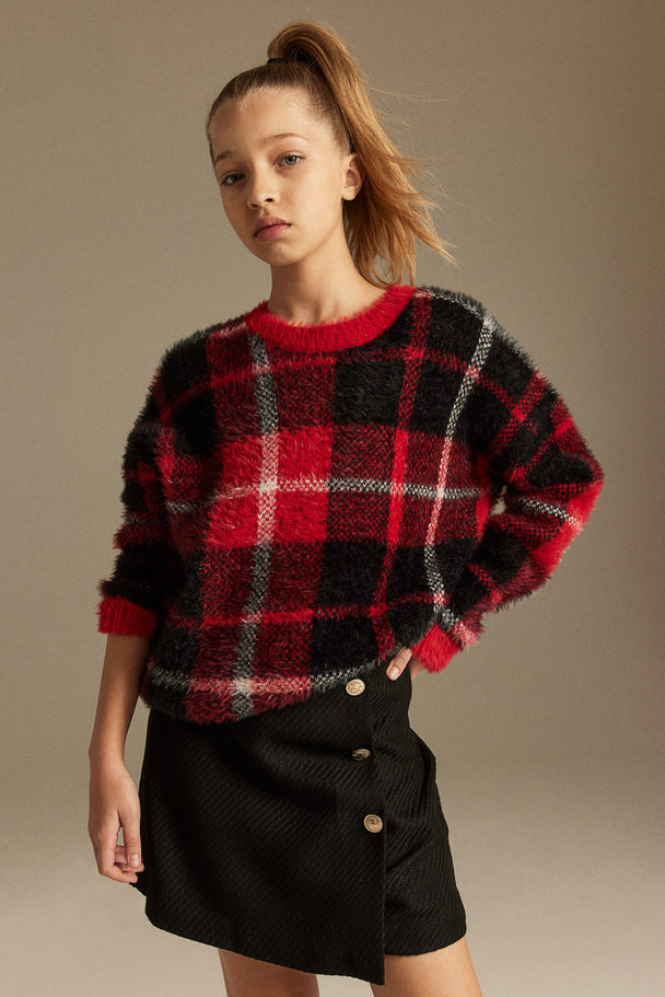 H&M Fluffy Jumper Red/checked